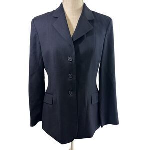 RJ Classics Ladies Herringbone Jacket Navy Blue Sz 8R Riding Equestrian